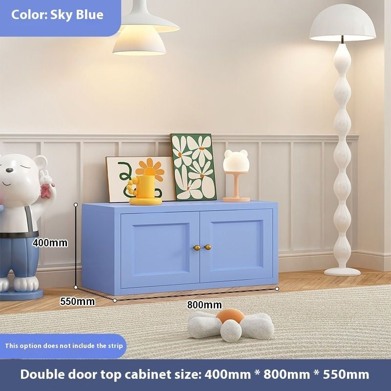 Cream Windbreaker Bedroom Home Iron Wardrobe Three-Door Storage Cabinet Easy Combination