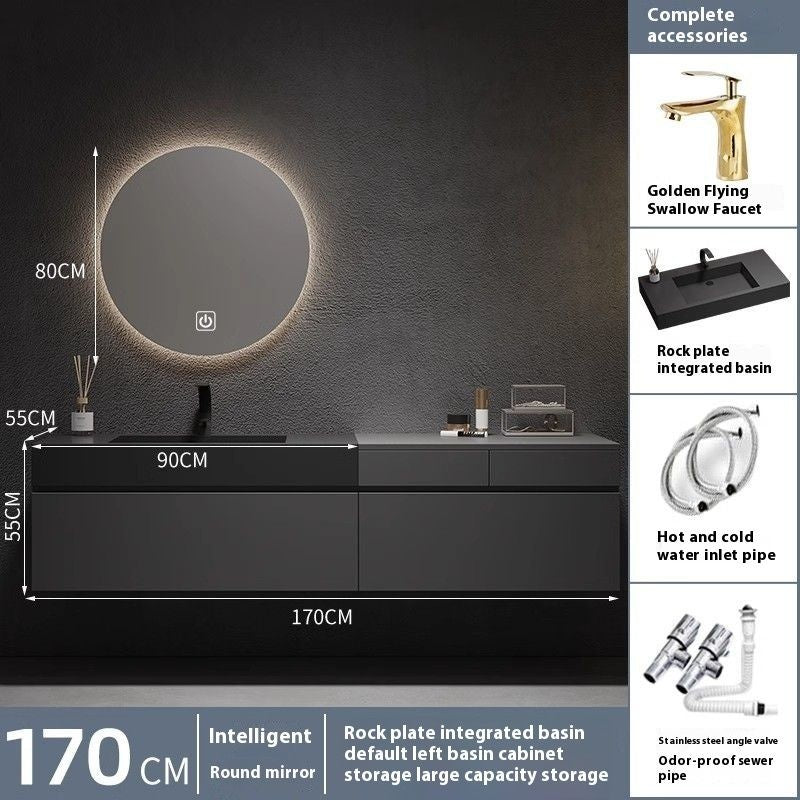 QW- Custom-made Luxury Storage Cabinet Smart Glass Bathroom Basin Set
