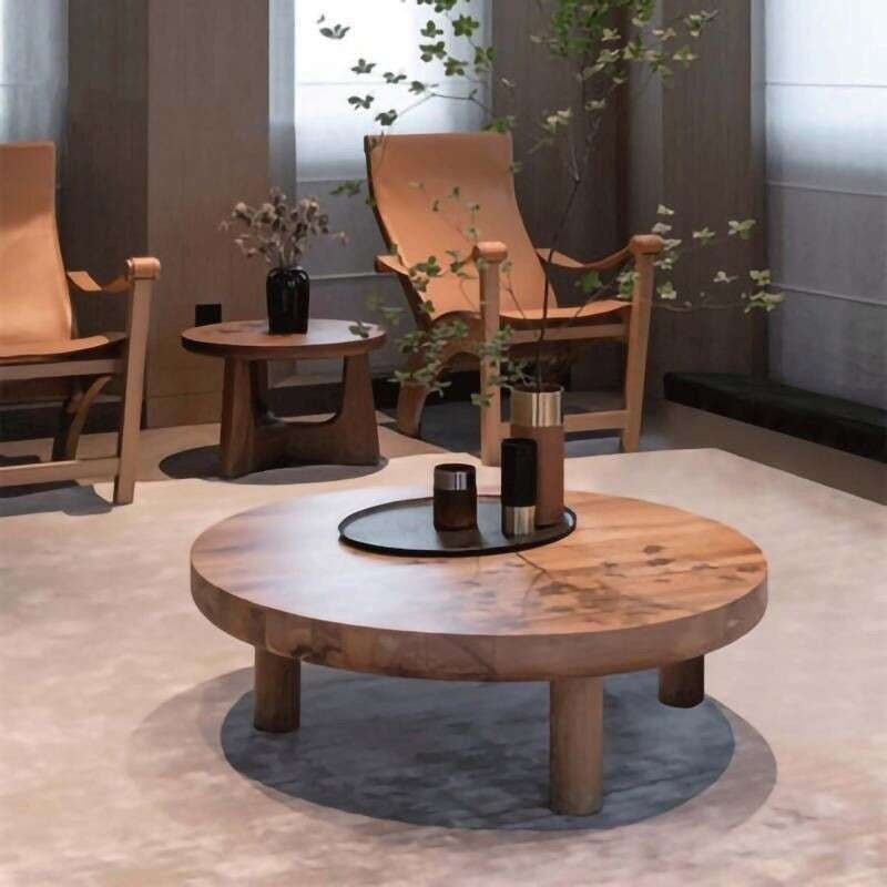 Solid Wood Coffee Color Login Modern Simple Nordic Wooden Tea Living Room Round Table for Home