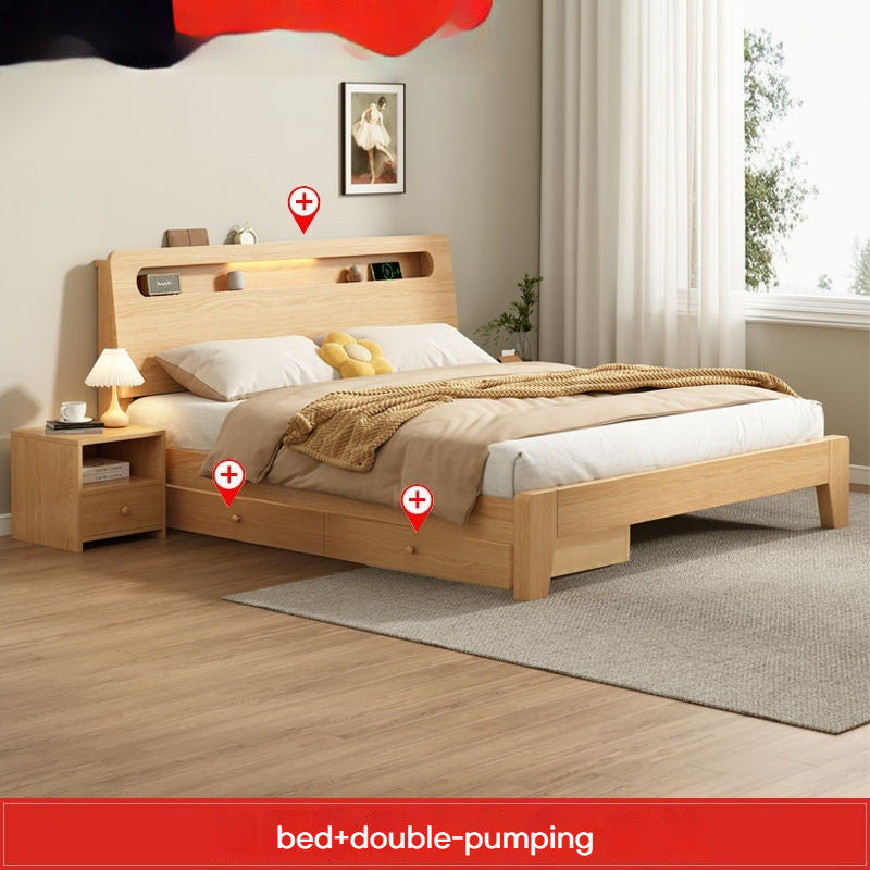 Drawer Storage Solid Wood 1.8 Meter Modern Simple Double Bedroom 1.2m1.5 Single Bed Frame