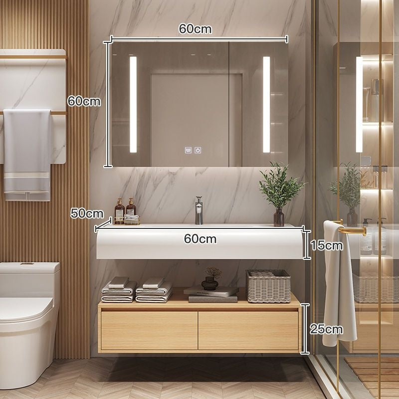 QW- Solid Wood Storage Smart Mirror Cabinet Bathroom Sink Set