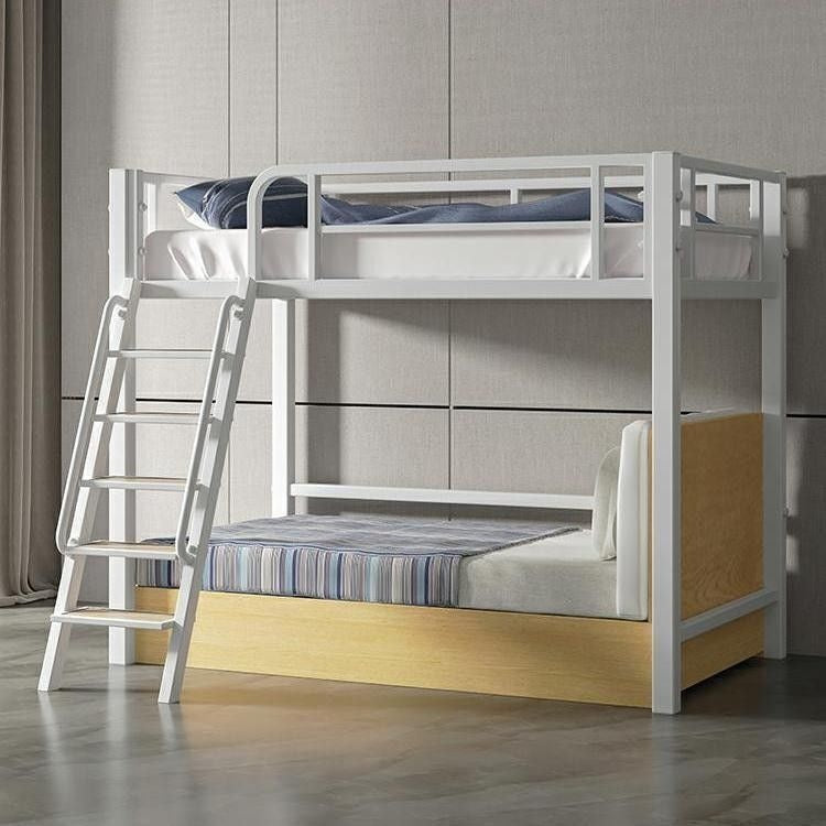 Modern Simple Small Bedroom Suspended Attic Upper and Lower Beds Iron Overhead Art Bunk Bed