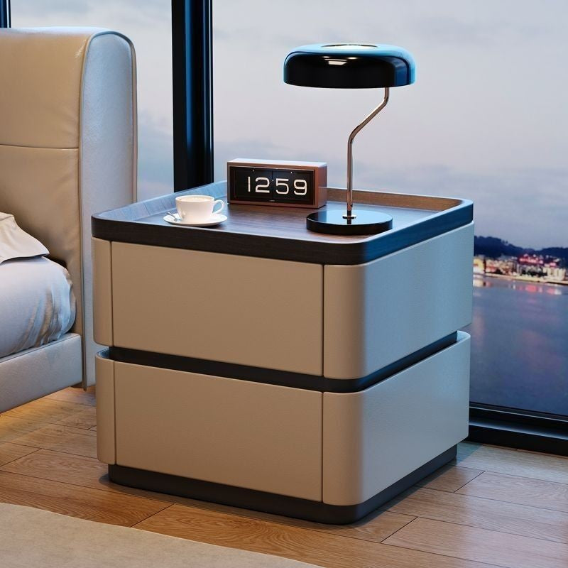 Elegant Decorative Table with Lock Modern Home Bedroom Italian Style Simple Storage Bedside Cabinet High-end Feeling