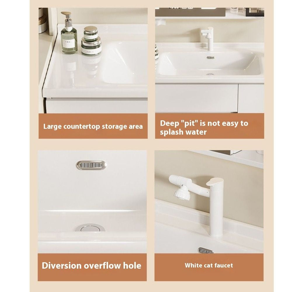 QW- Solid Wood Storage Smart Mirror Cabinet Bathroom Sink Set