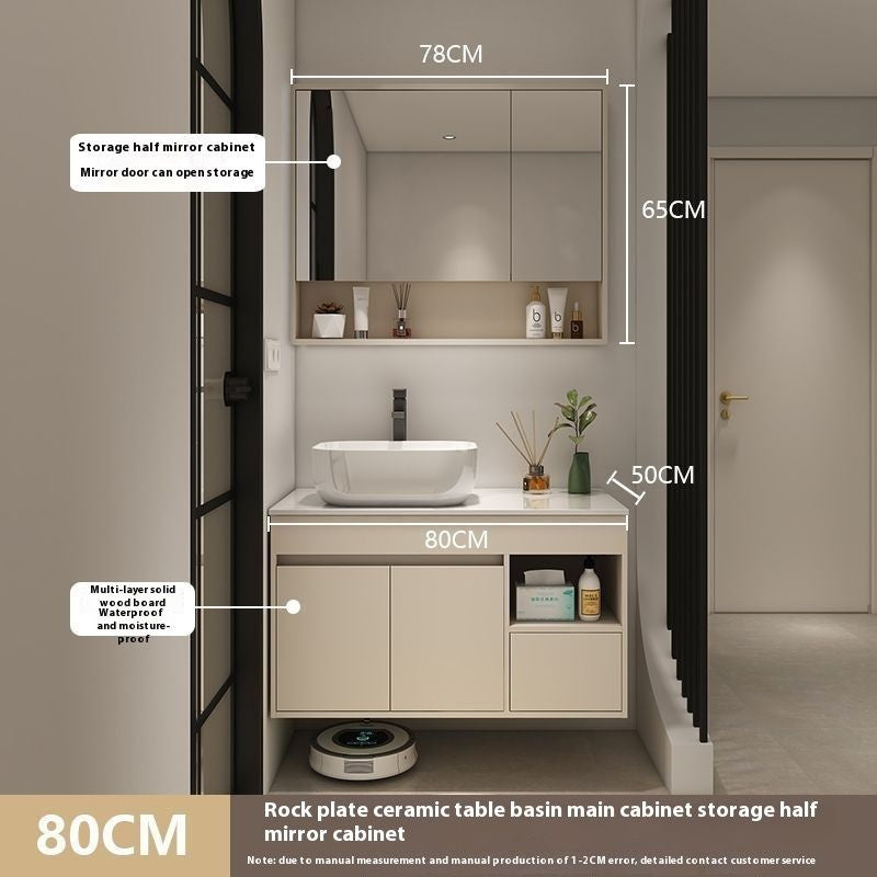 QW- Bilik Mandi Pintar, Kabinet Penyimpanan Bilik Mandi Cermin, Set Besen 