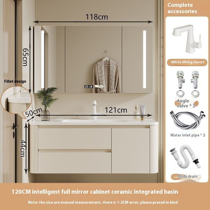 QW- Ins Style Storage Cabinet, Smart Mirror Cabinet for Bathroom, Bathroom Sink Set