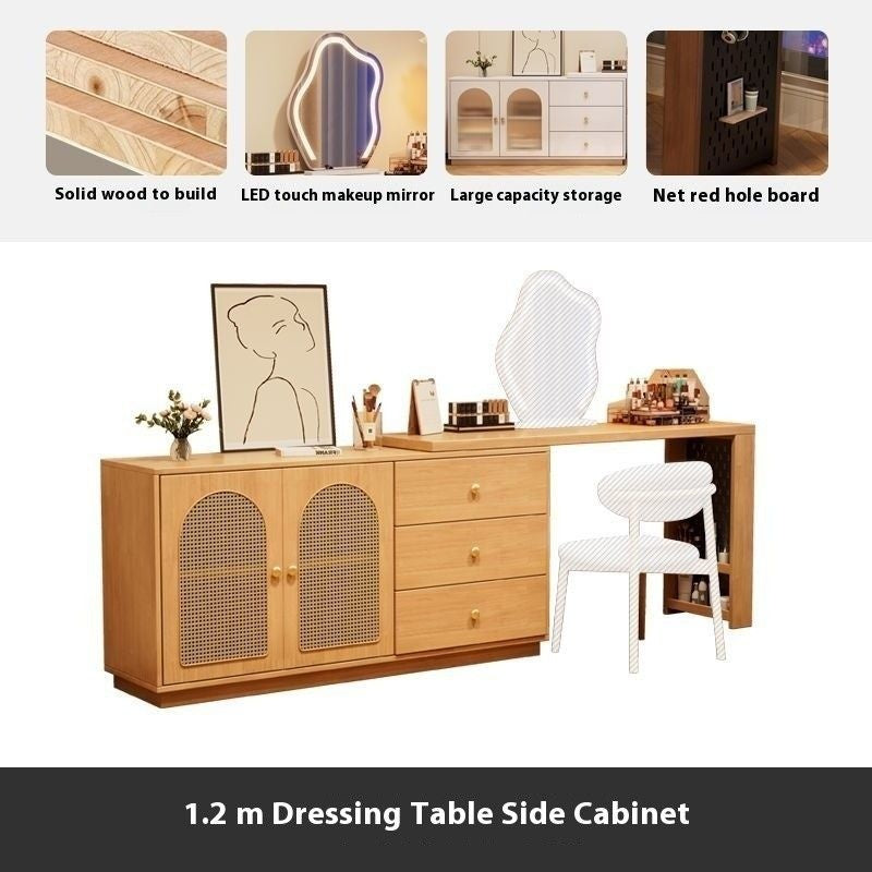 Solid Wood Mirror One Cabinet, Modern Bedside Table, Dressing Table