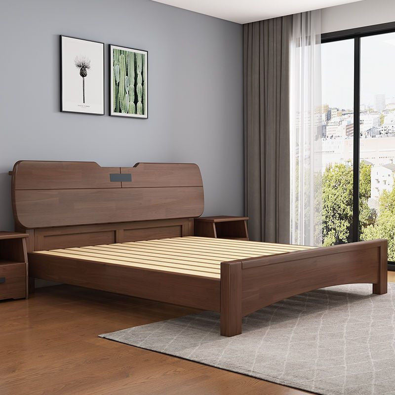 Bilik Tidur Utama Nordik Moden Ringkas 1.8 Saiz Queen Katil Single Lock 1.5 Oak Kayu Padu