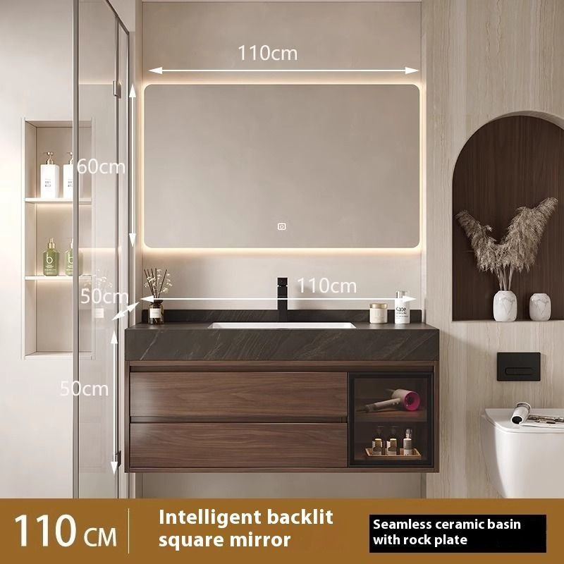 QW- Smart Mirror Real Wood Storage Cabinet in the Bathroom, Bathroom Sink Set