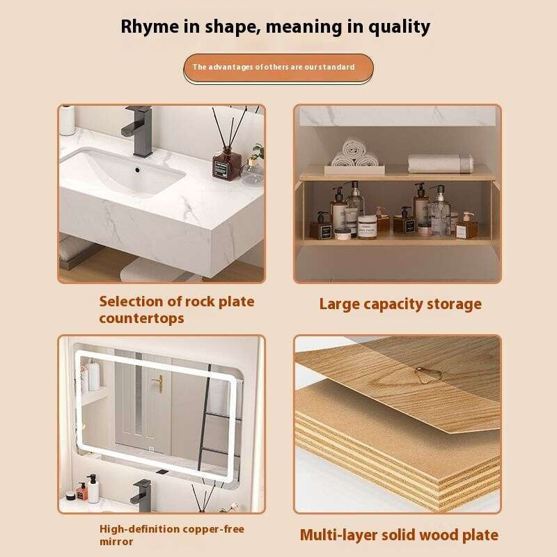 QW- Real wood storage cabinet smart mirror in the bathroom, bathroom sink