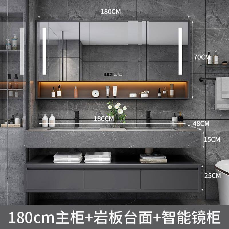 QW- Solid Wood Smart Glass Cabinet, Bathroom Sink