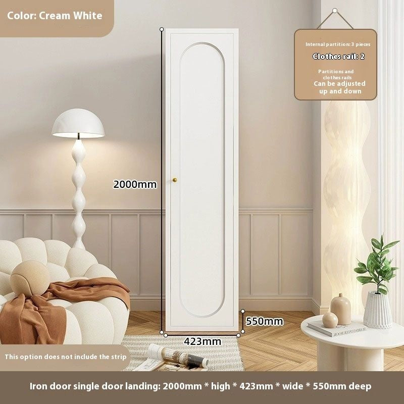 Cream Windbreaker Bedroom Home Iron Wardrobe Three-Door Storage Cabinet Easy Combination