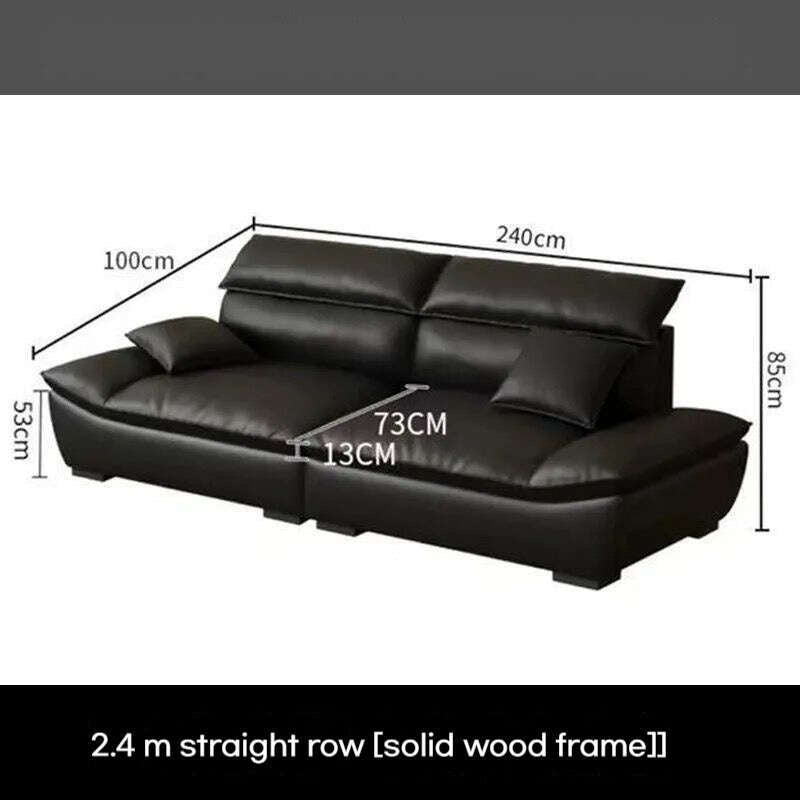 Ruang tamu belayar tinggi, sofa kulit mewah Itali, cahaya
