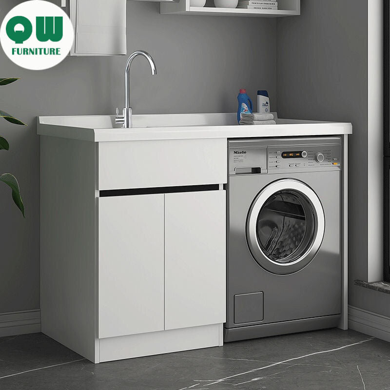 QW- Genuine Wooden Storage Cabinet Bathroom Sink Set Washing Machine Table
