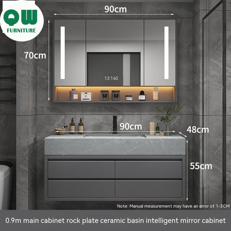 QW- Real wood storage smart mirror bathroom, sink cabinet for bathroom