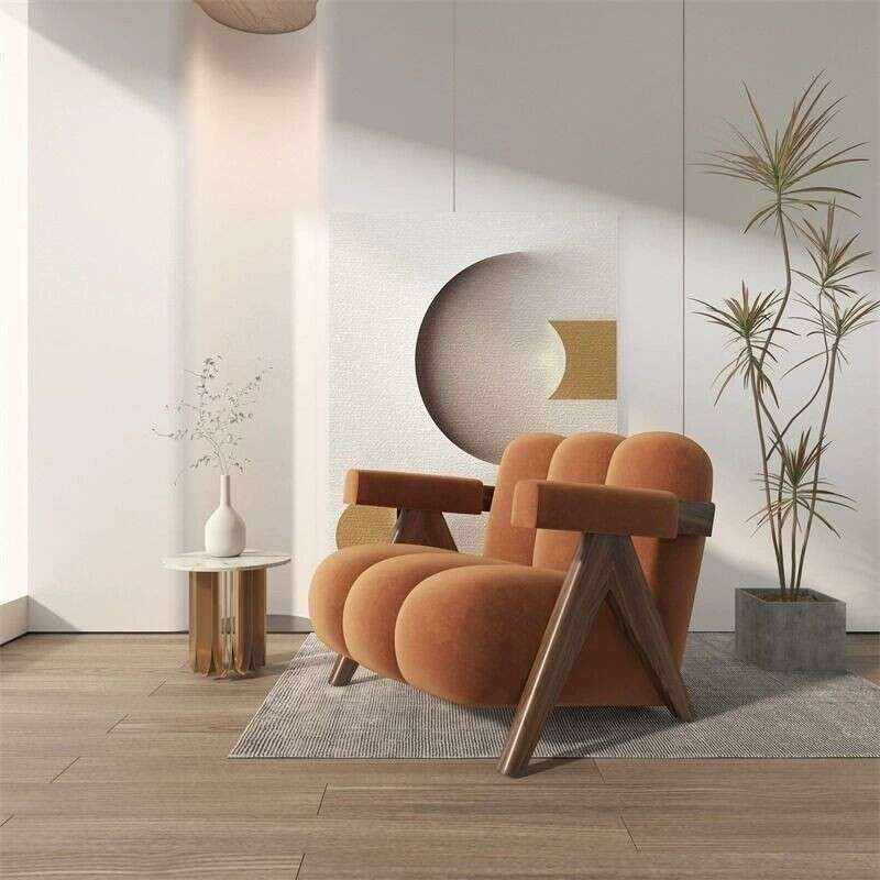 Nordic Light Luxury Single Designer Living Room Sofa Chair Frosted Fleece