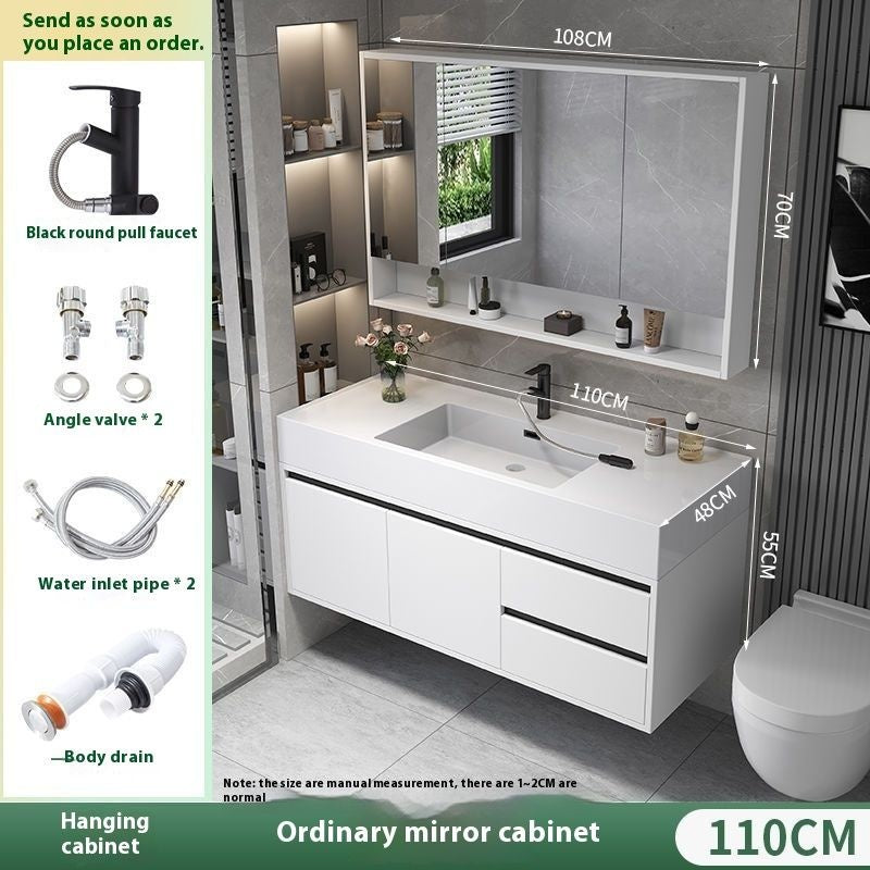 Set Singki Kabinet Cermin Pintar Penyimpanan Kayu Asli QW- di Bilik Mandi 