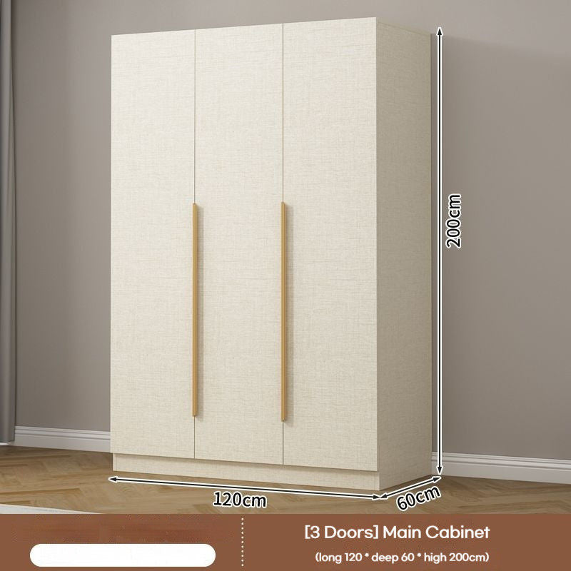 Solid Wood Thick Back Plate Bedroom Cream Windproof High Capacity Home Wardrobe