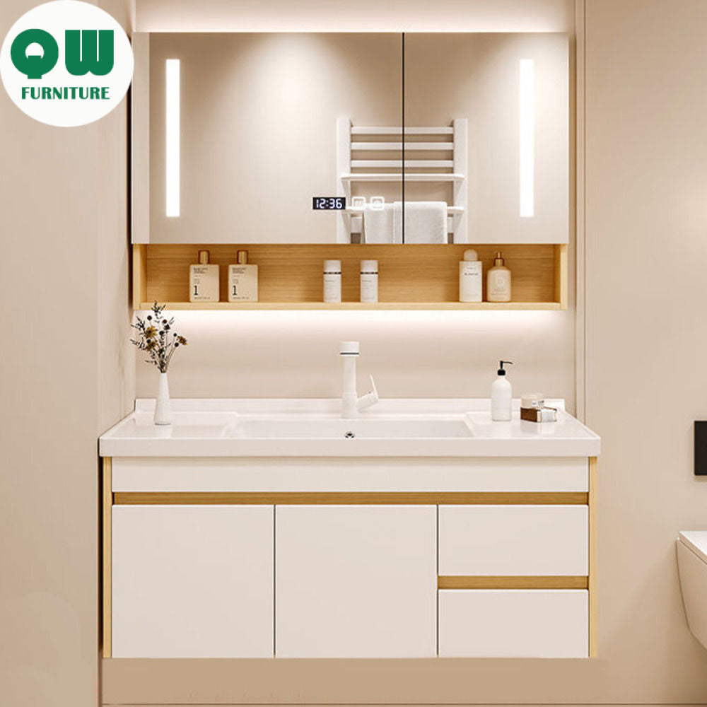 QW- Cabinet, Solid Wood Bathroom, Sink, Bathroom Set, Smart Glass Cabinet