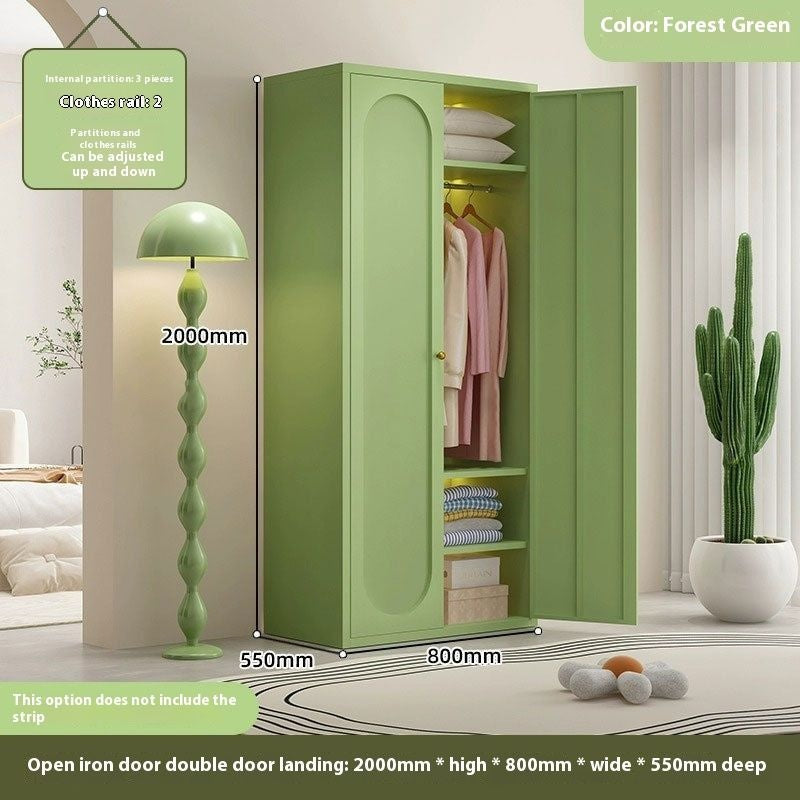 Cream Windbreaker Bedroom Home Iron Wardrobe Three-Door Storage Cabinet Easy Combination
