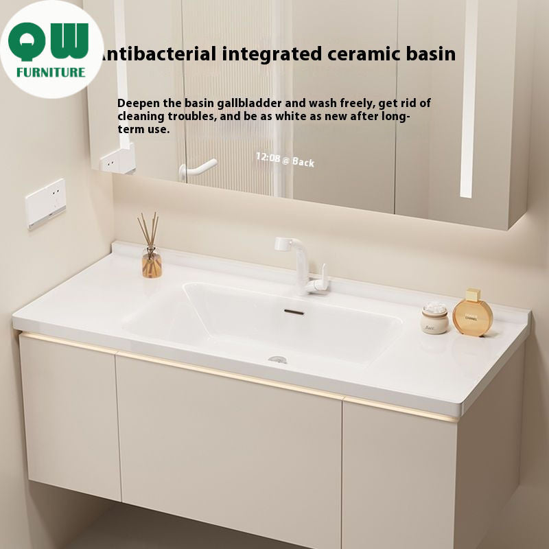 QW- Bathroom storage made from real wood, smart mirror cabinet in the bathroom, bathroom sink