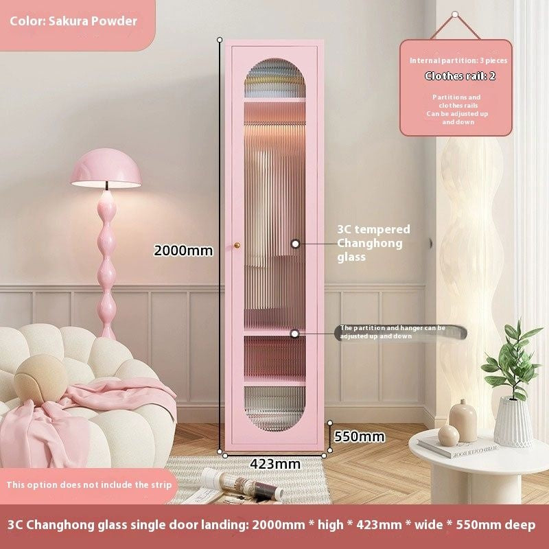 Cream Windbreaker Bedroom Home Iron Wardrobe Three-Door Storage Cabinet Easy Combination