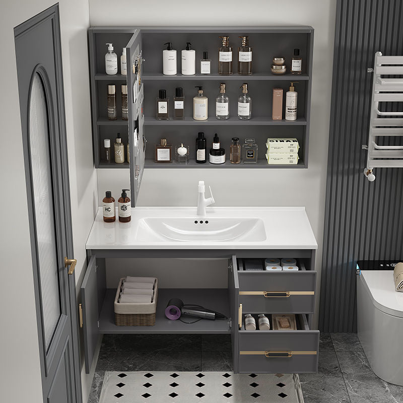 Kabinet Penyimpanan Aluminium QW- Cermin Pintar Set Sinki Bilik Mandi 