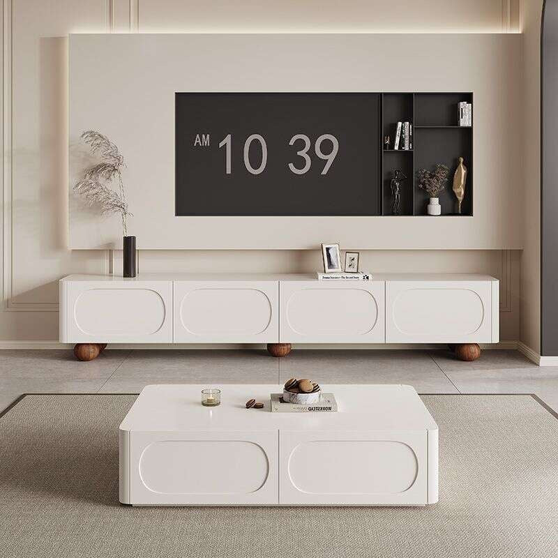 Cream Style Solid Wood Cabinet Simple modern coffee table Floor standing TV cabinet set