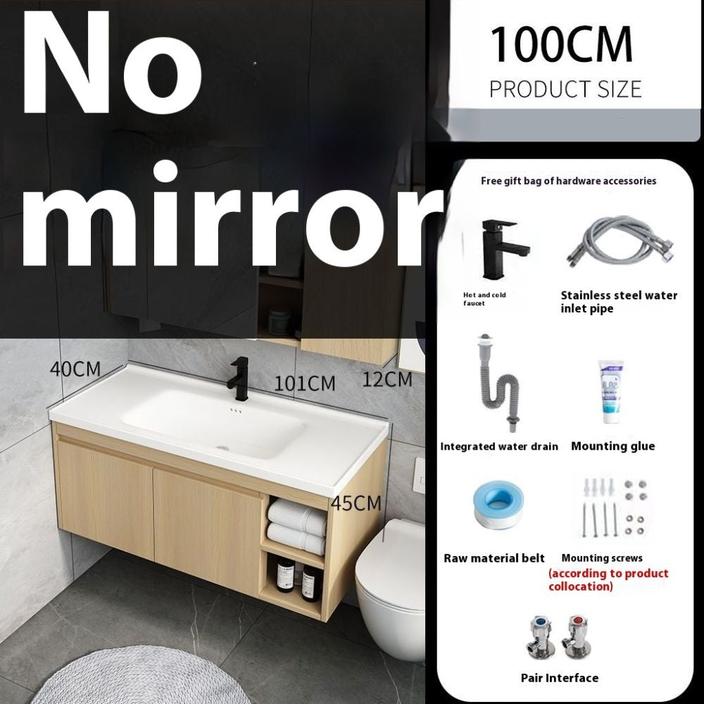 QW- Set kabinet kayu asli dengan sinki dan cermin pintar bilik mandi. 