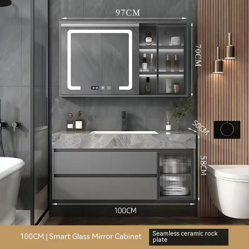 Kabinet Kaca Pintar Penyimpanan Bilik Mandi QW- Rockboard Sinki 