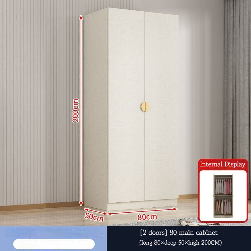 Solid Wood Double Open Doors Modern Cream Wind Wardrobe Large Capacity Multipurpose
