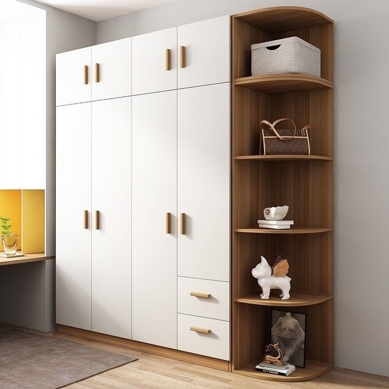 Solid Wood Home Bedroom Easy Assembly Rental House Wardrobe Simple Modern Small Sliding Style Storage Cabinet
