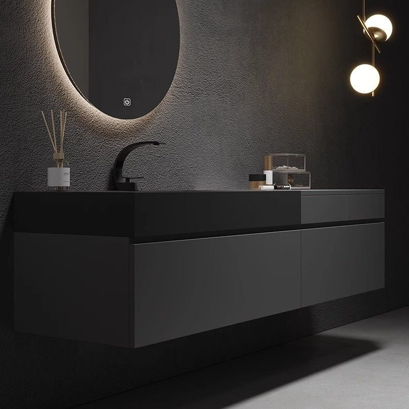QW- Custom-made Luxury Storage Cabinet Smart Glass Bathroom Basin Set