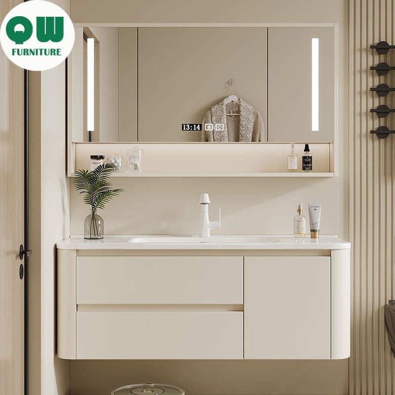 QW- Ins Style Storage Cabinet, Smart Mirror Cabinet for Bathroom, Bathroom Sink Set