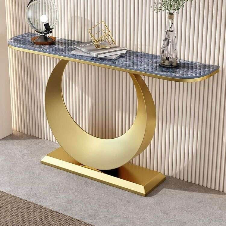 Meja batu hujung bar ruang tamu, kabinet masuk, ringkas, moden, mewah ringan, meja dinding ruang tamu