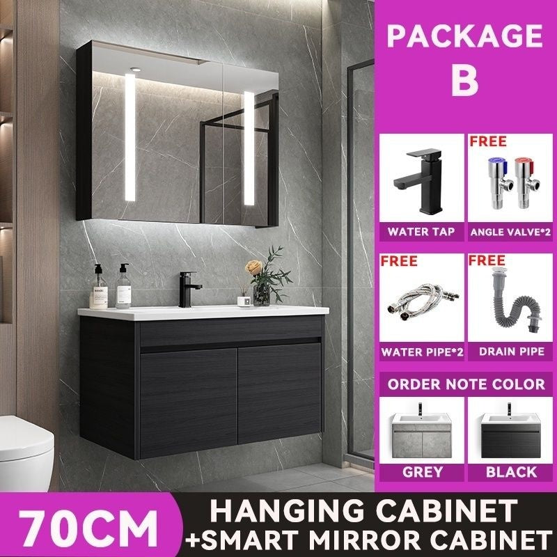 QW- Smart Bathroom, Storage Made of Real Wood, Multipurpose for Bathroom Mirror, and Washbasin Cabinet with Mirror