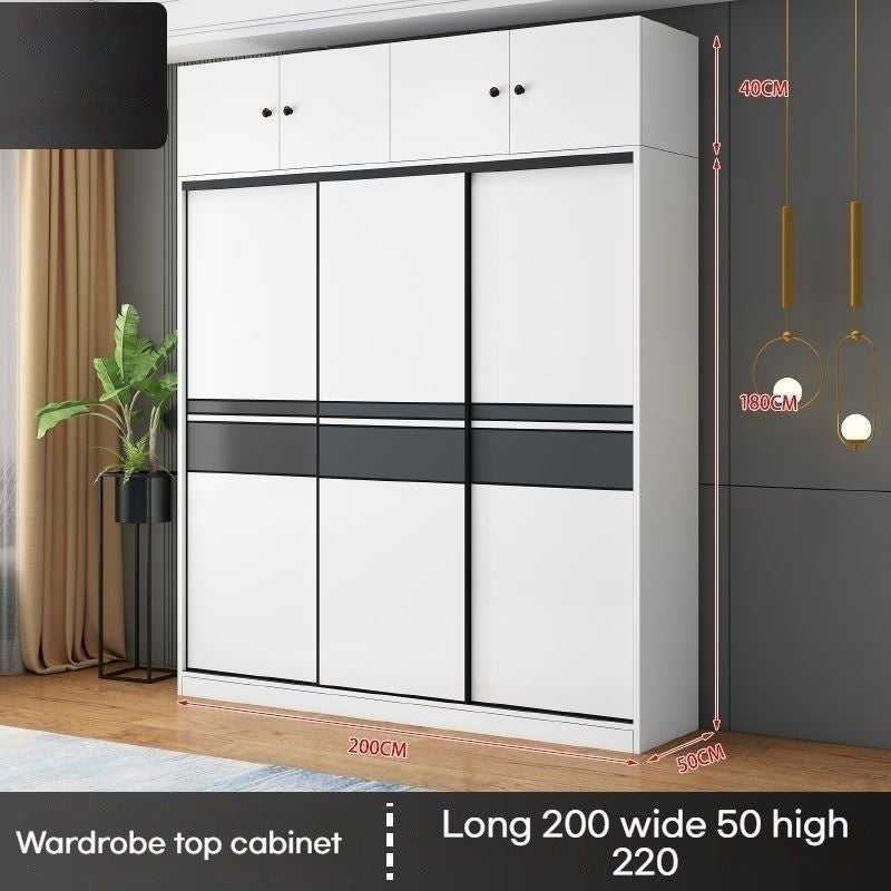 Kabinet moden ringkas pintu gelangsar bilik tidur rumah kayu padu