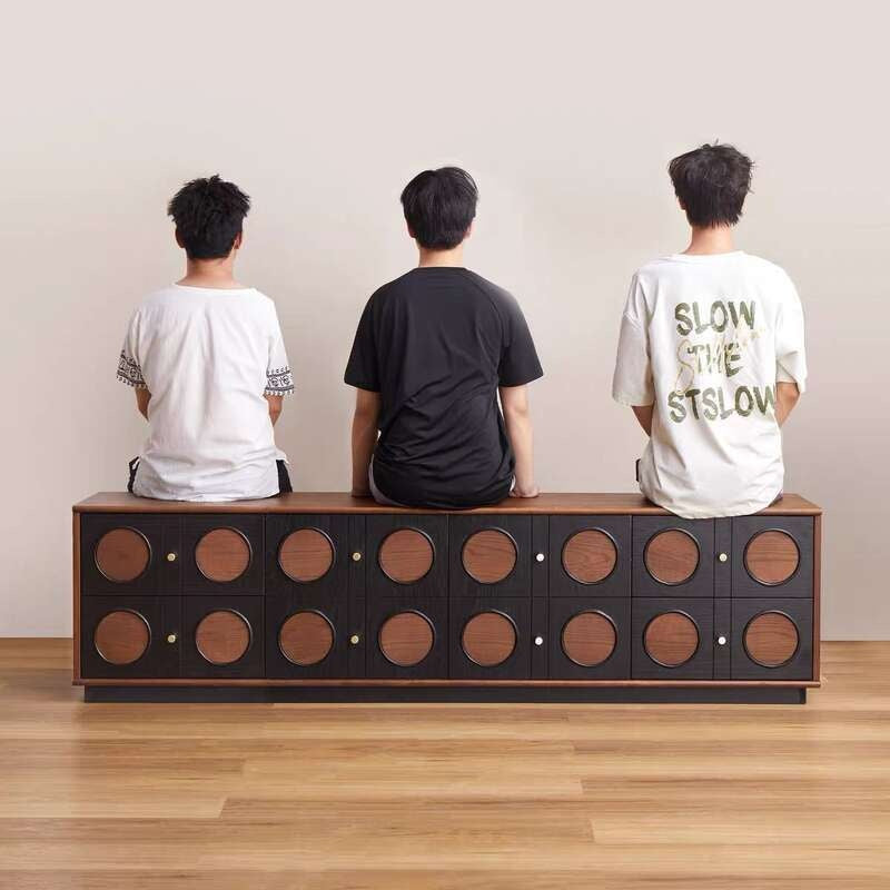 Set kayu padu untuk ruang tamu kabinet TV berdiri di lantai gaya Amerika