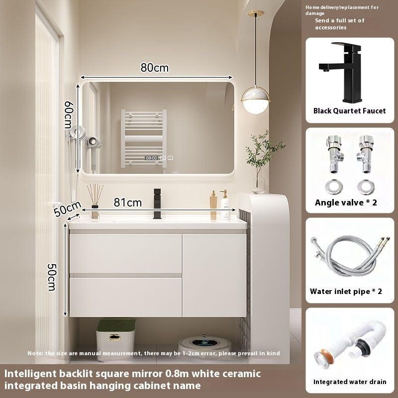 QW- Kabinet Cermin Pintar Diperbuat Daripada Kayu Asli di Bilik Mandi, Singki Bilik Mandi 