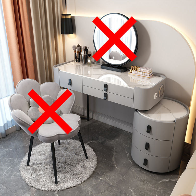 Meja bilik tidur pintar kayu padu ringkas, meja solek pelbagai guna dengan cermin, set lengkap