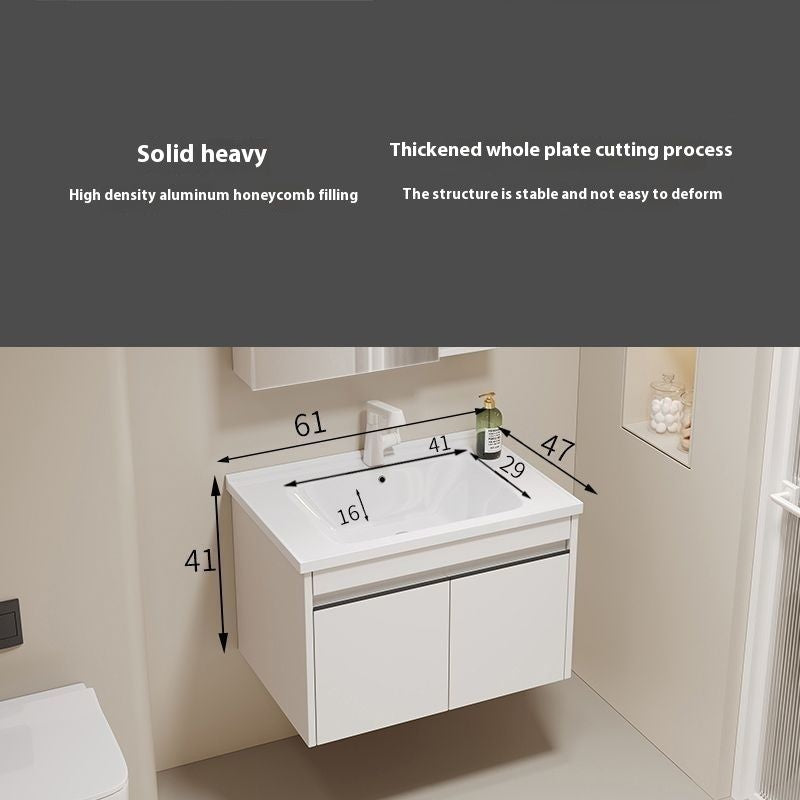 QW- alloy Aluminum makes a storage cabinet for the bathroom, mirror cabinet, and sink set.