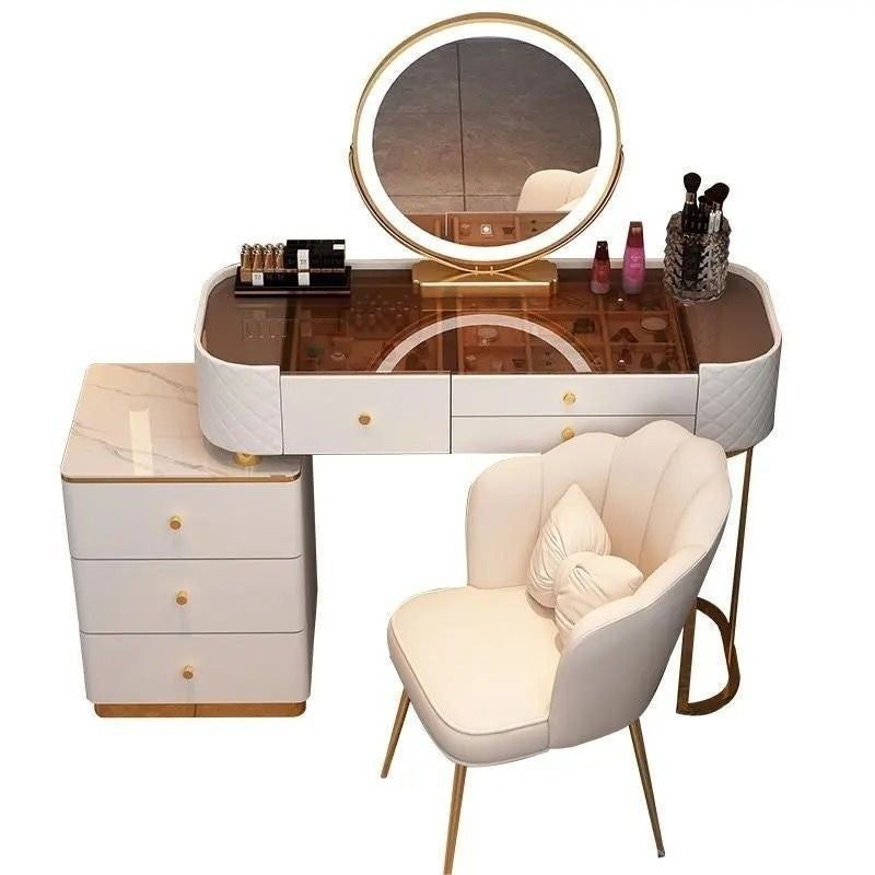 Bedroom Clear Glass Nordic Style Small Simple Dressing Storage Cabinet Table