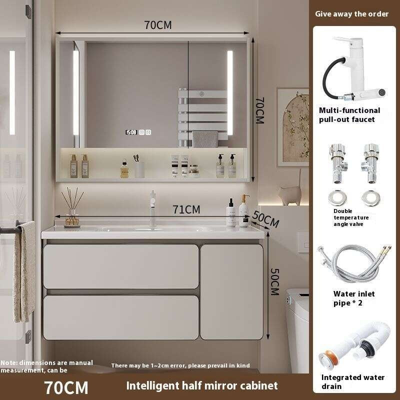 QW- Real wood storage cabinet smart mirror in the bathroom, bathroom sink