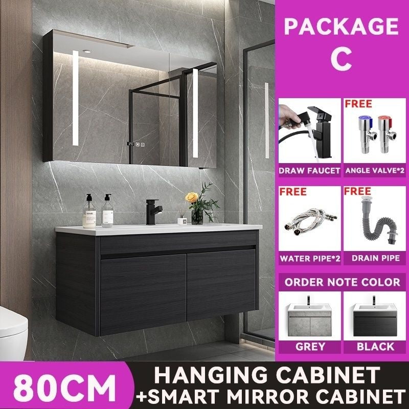QW- Smart Bathroom, Storage Made of Real Wood, Multipurpose for Bathroom Mirror, and Washbasin Cabinet with Mirror