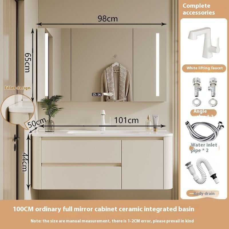 QW- Ins Style Storage Cabinet, Smart Mirror Cabinet for Bathroom, Bathroom Sink Set