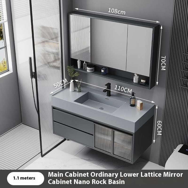 QW- Solid Wood Storage Smart Mirror Cabinet Bathroom Sink Set