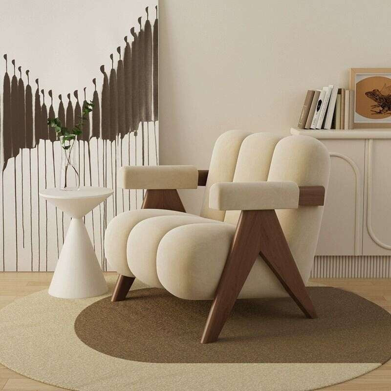 Nordic Light Luxury Single Designer Living Room Sofa Chair Frosted Fleece