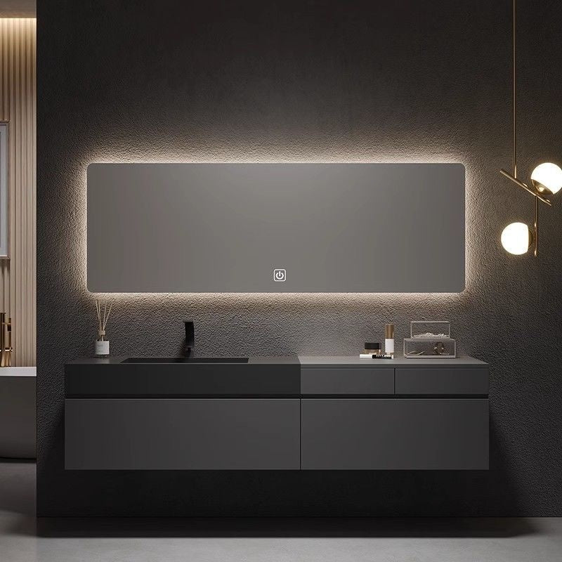 QW- Custom-made Luxury Storage Cabinet Smart Glass Bathroom Basin Set
