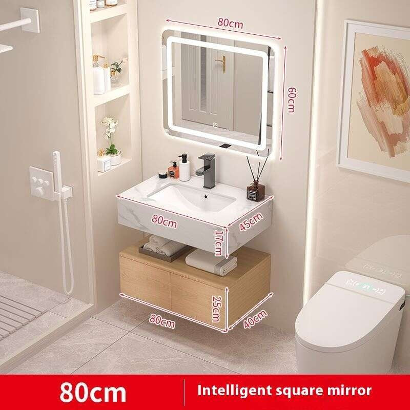 QW- Real wood storage cabinet smart mirror in the bathroom, bathroom sink