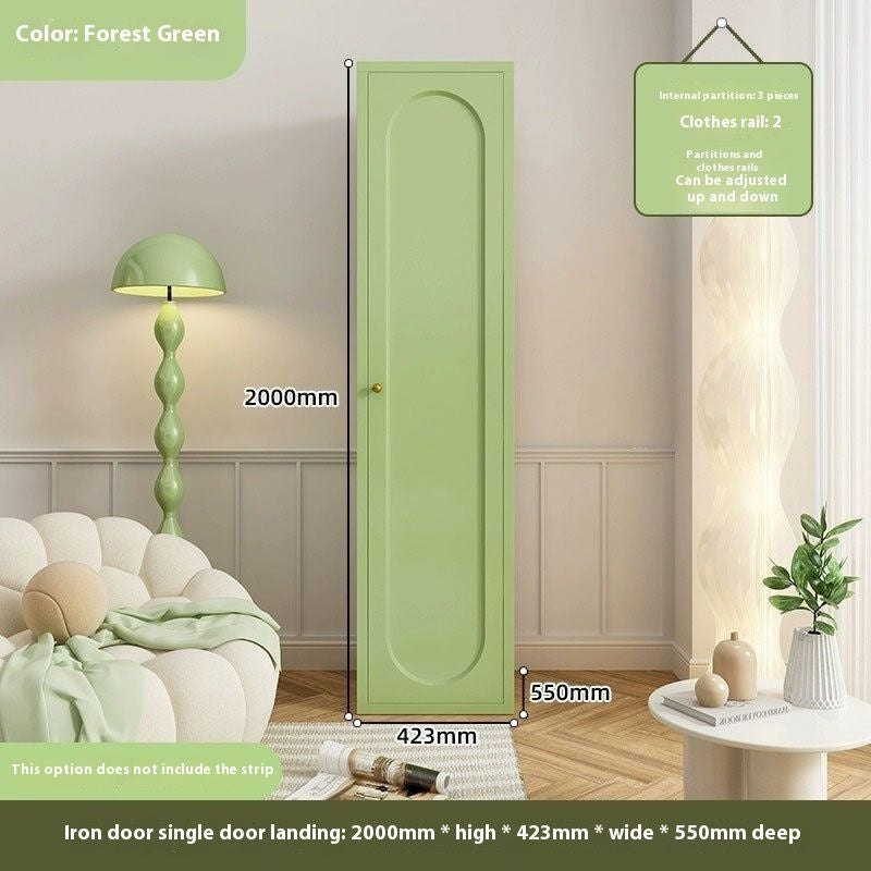 Cream Windbreaker Bedroom Home Iron Wardrobe Three-Door Storage Cabinet Easy Combination
